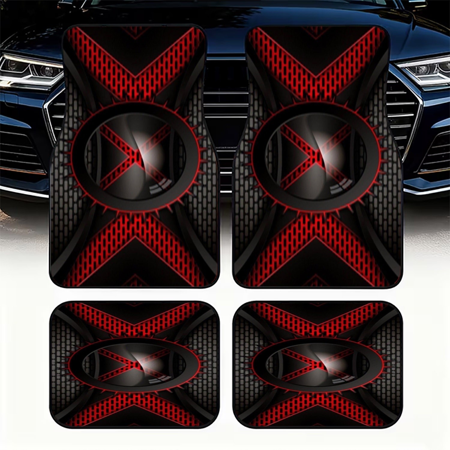 Interior Design Industrial Style - 4pcs Car Floor Mats, Black &