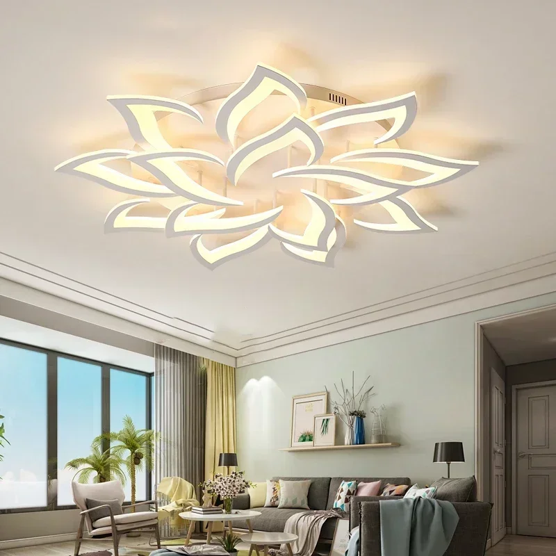 Interior Design Living Room And Kitchen - Designer LED Petal Chandelier Living Room
