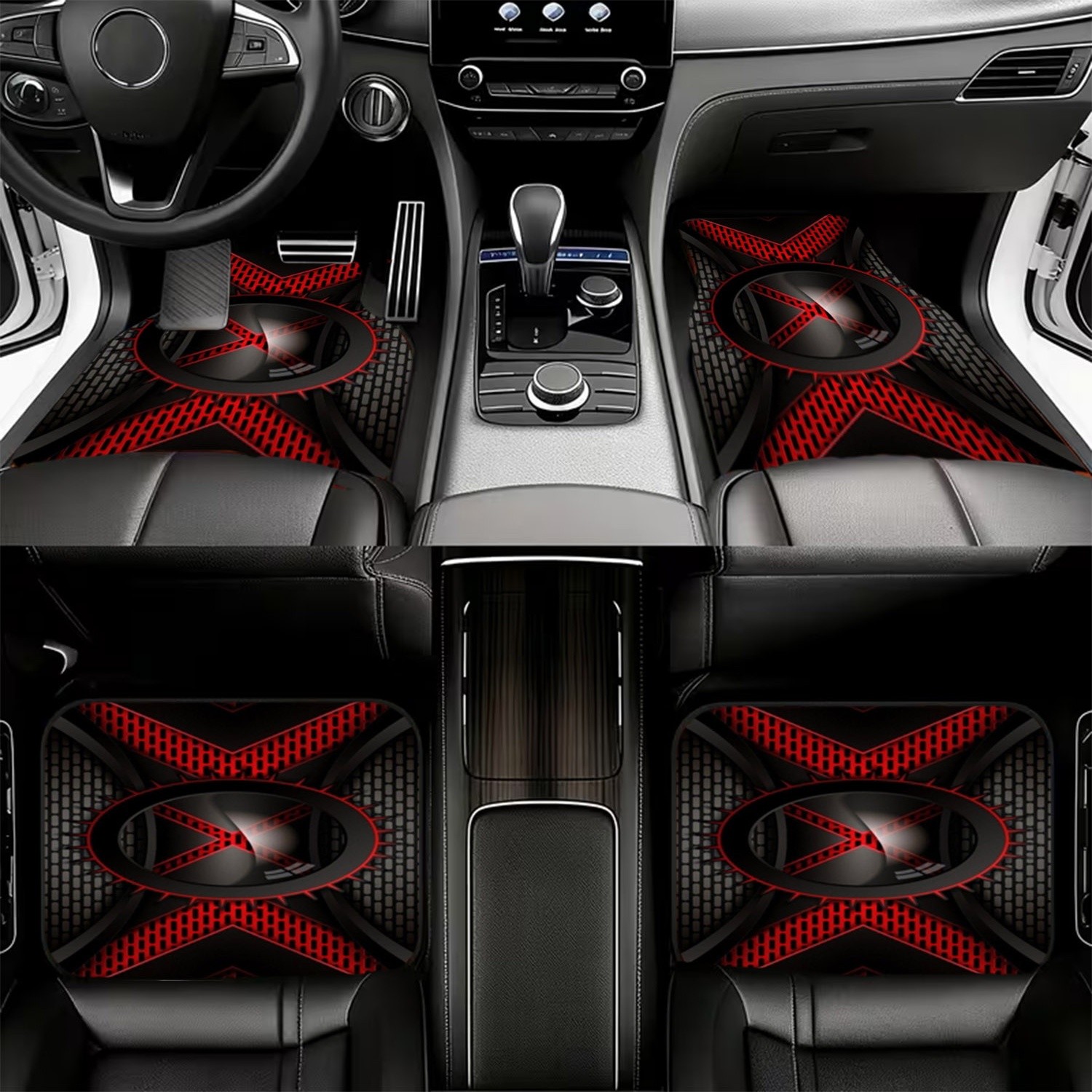 4pcs Car Floor Mats, Black & R - Interior Design Industrial Style recension och pris