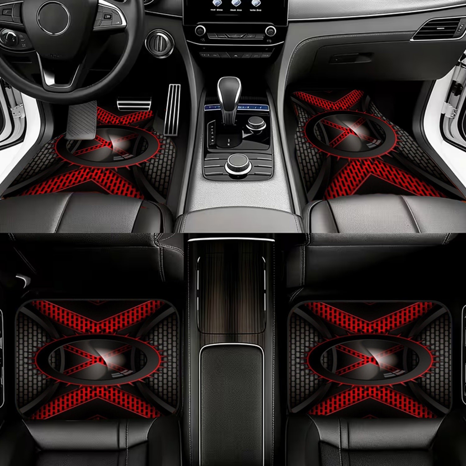 4pcs Car Floor Mats, Black & R - Interior Design Industrial Style recension och pris